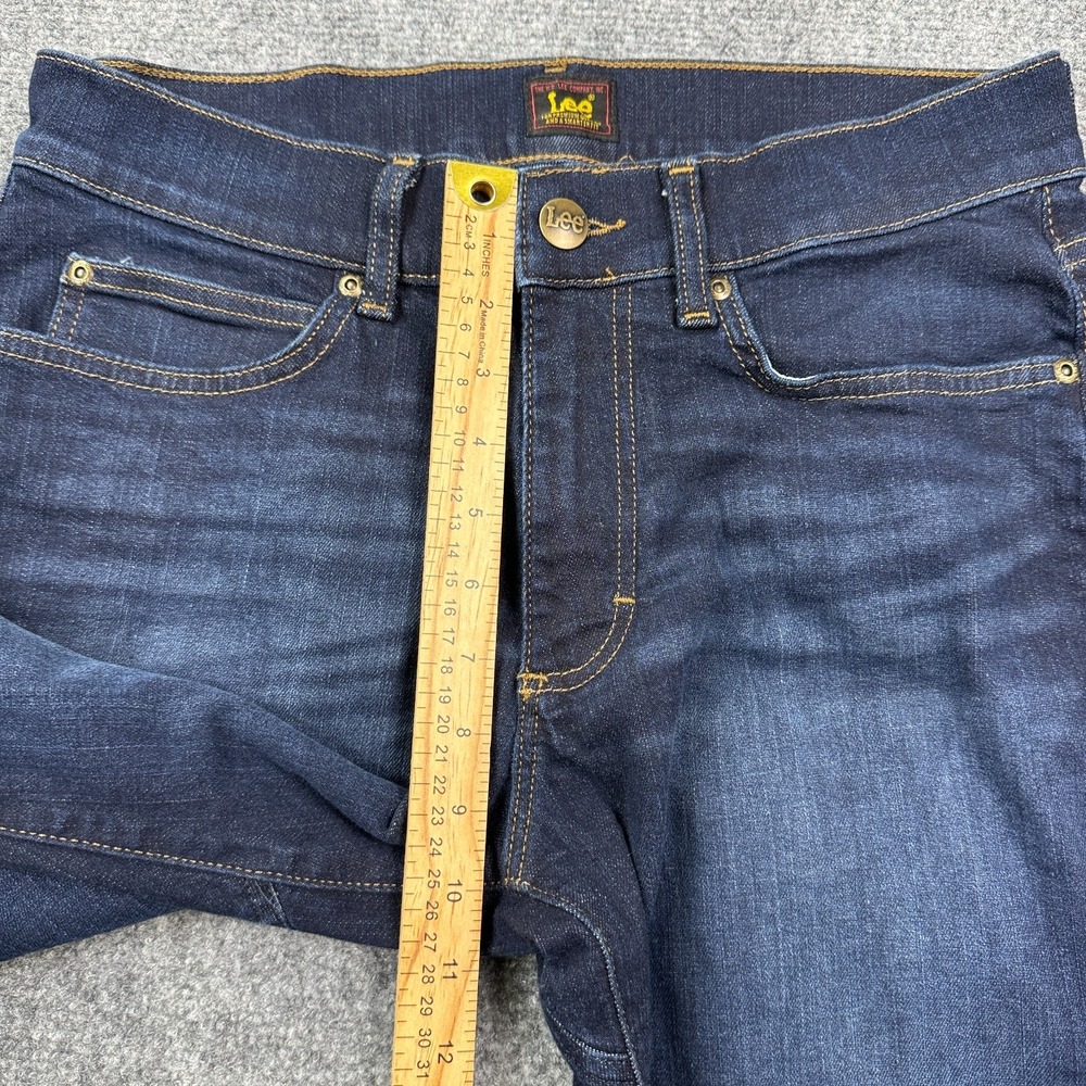 Lee Mens Slim Straight Denim Jeans Size 32x30 Comfort Stretch Blue Gusseted - Picture 9 of 12